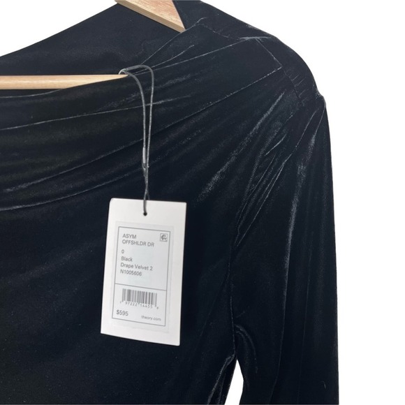 New Women’s Theory Velvet Off-The-Shoulder Dress Size 0 - Picture 4 of 10